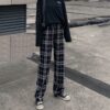 Plaid pants--black